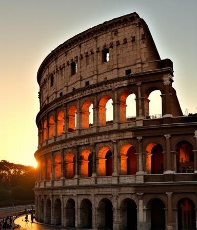 Colosseum in Rome, Italy at sunset