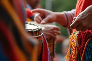People participating in a traditional dance performance
